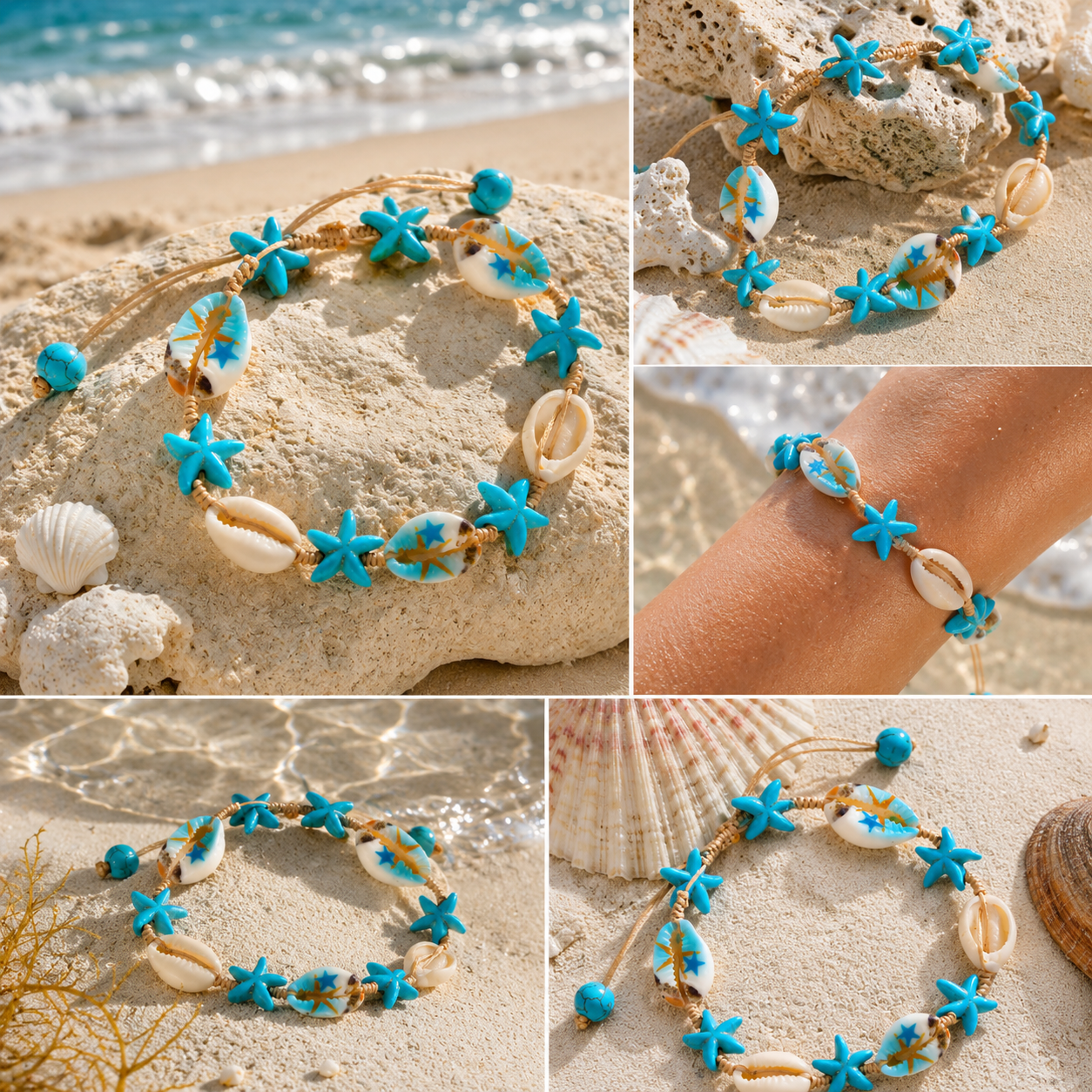 blue Starfish & shell bracelet