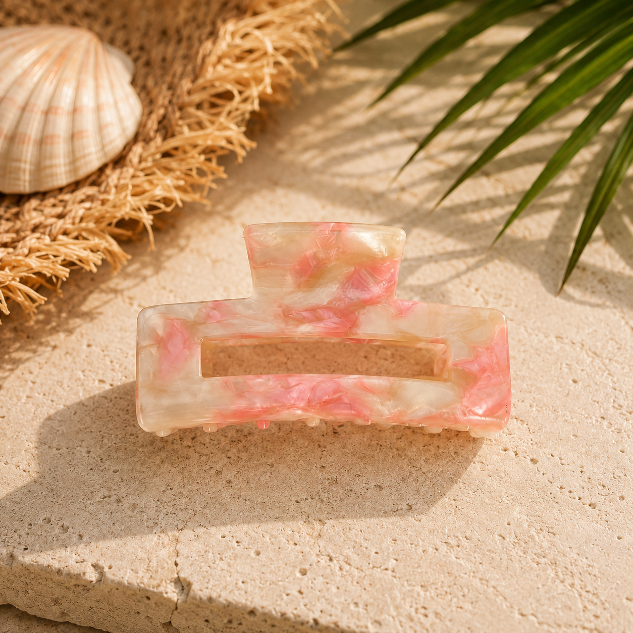 Pink Lotus Pearl Hair Claw Clip