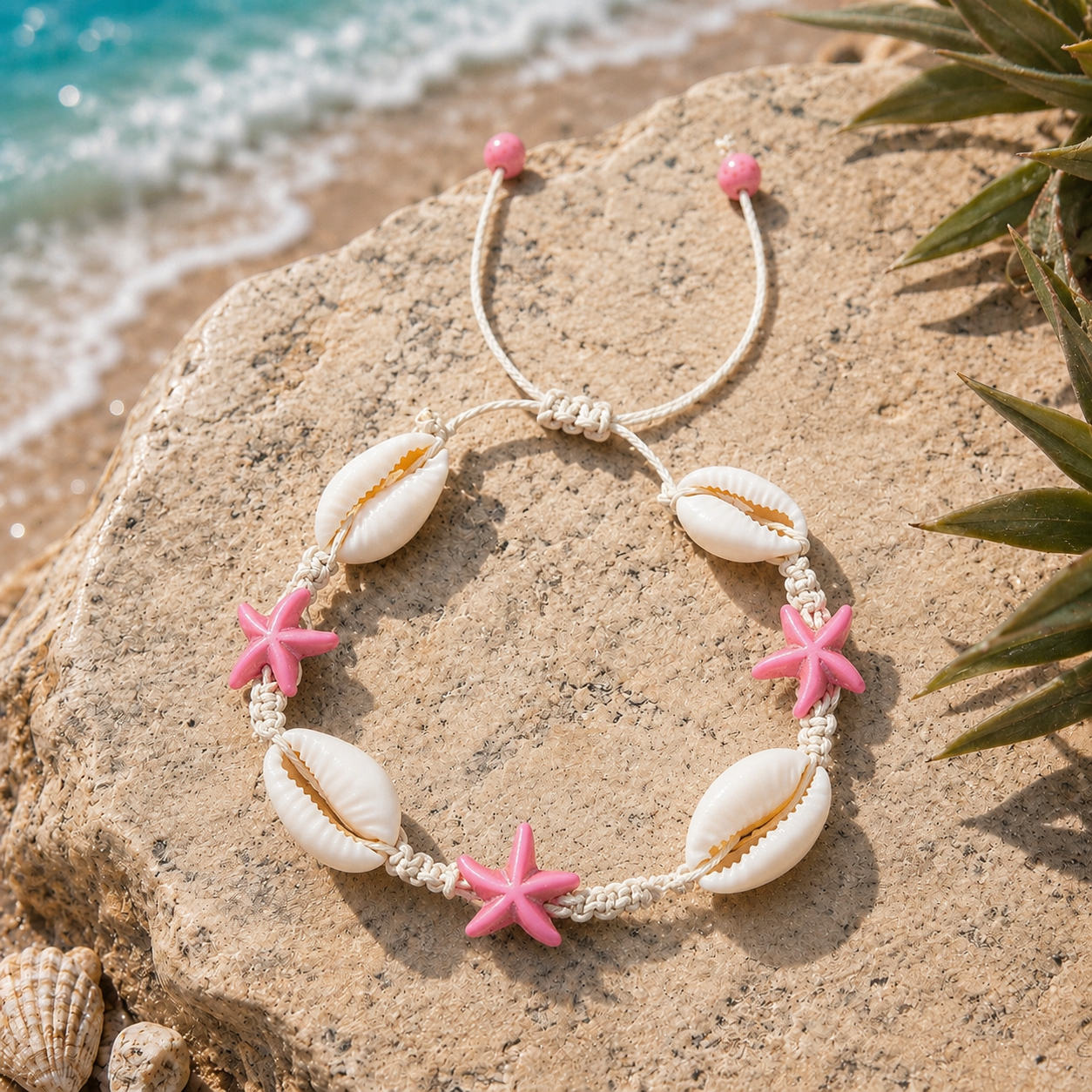 pink starfish anklet