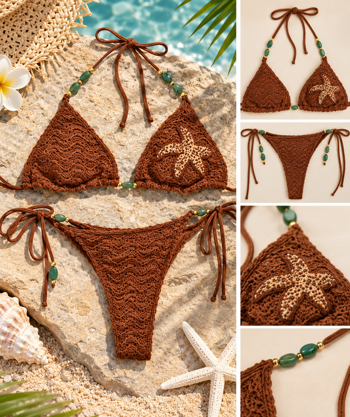 Cocoa Starfish Crochet Bikini Set 🤎